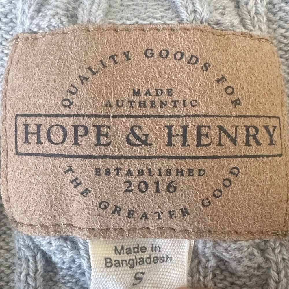 Kids Hope & Henry Gray Cardigan with Navy Trim - Picture 2 of 7